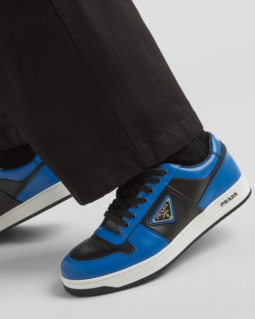 Prada Downtown Sneaker Aus Leder in Blue für Herren