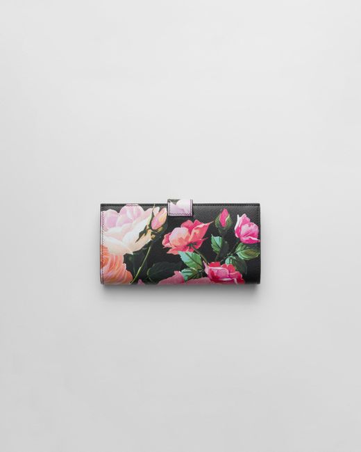Prada Pink Large Printed Saffiano Leather Wallet