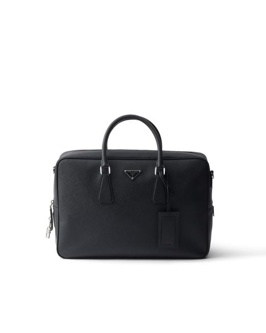 Prada Black Saffiano Leather Work Bag for men