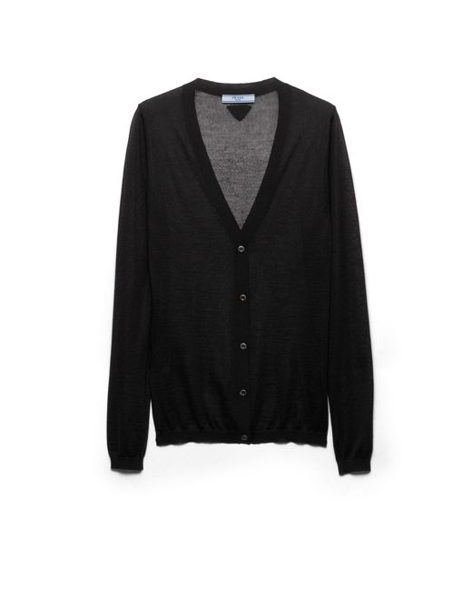 Prada Black Cashmere And Silk Cardigan