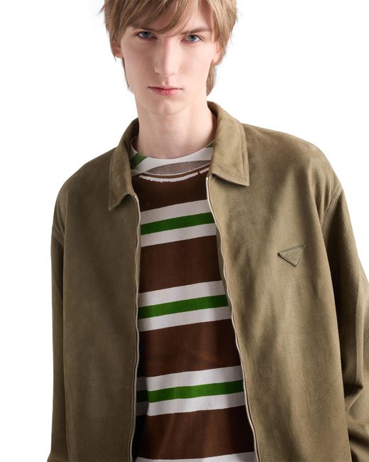 Prada Natural Suede Jacket, Sage for men