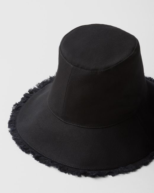 Prada Black Wide-Brimmed Drill Bucket Hat