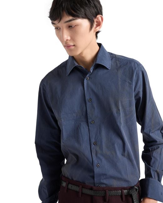 Prada Blue Cotton Shirt for men