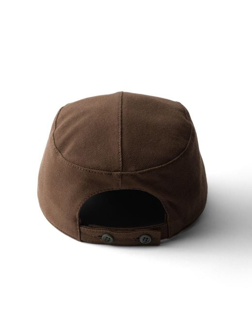 Prada Brown Old Piqué Baseball Cap, Ebony