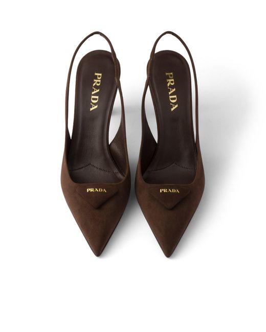 Prada White Suede Slingback Pumps