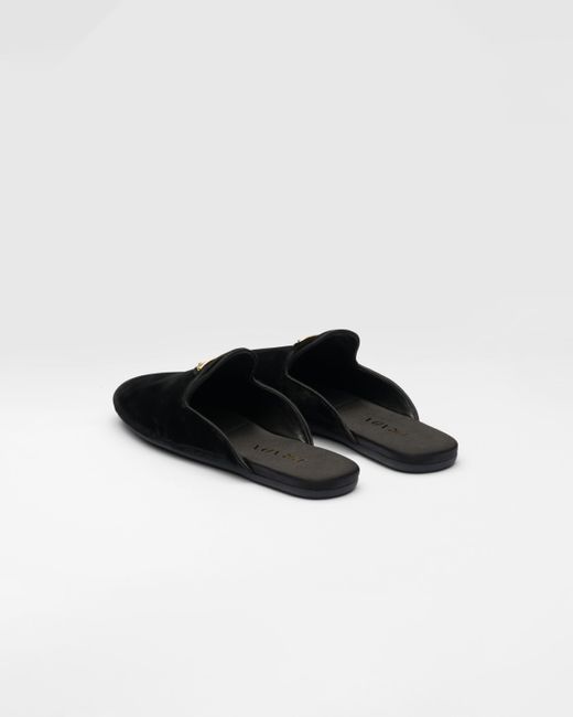 Prada Black Velvet Slippers