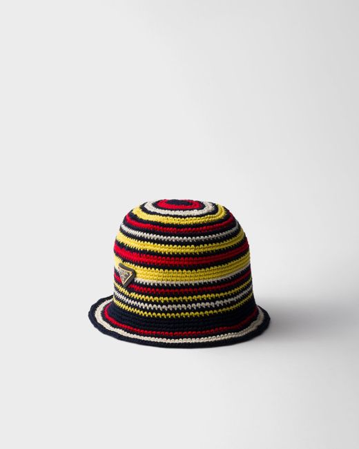 Prada White Crochet Bucket Hat