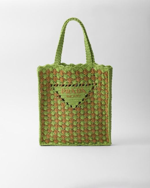 Prada Green Crochet Tote Bag