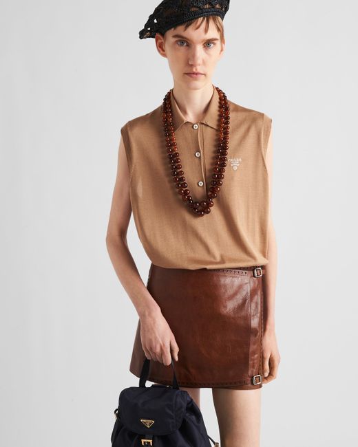 Prada Brown Leather Miniskirt