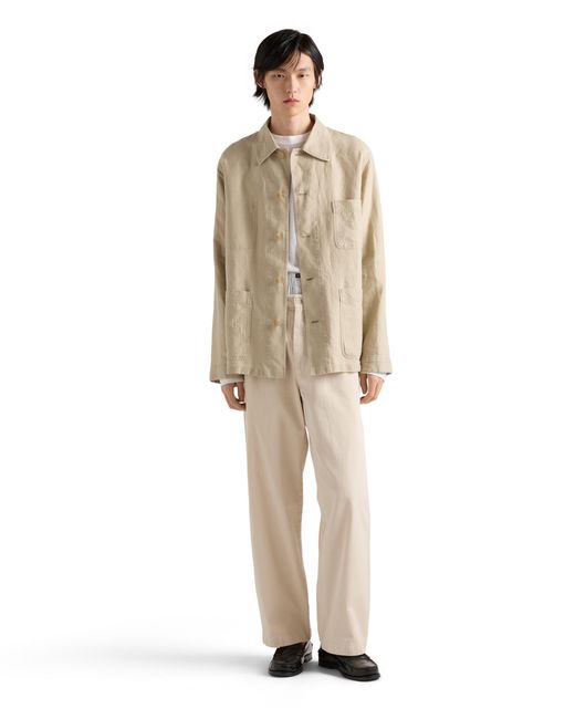 Prada Natural Single-Breasted Linen Jacket for men