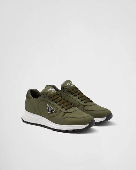 Prada Green Prax 01 Re-Nylon Logo-Plaque Nylon Low-Top Sneakers for men