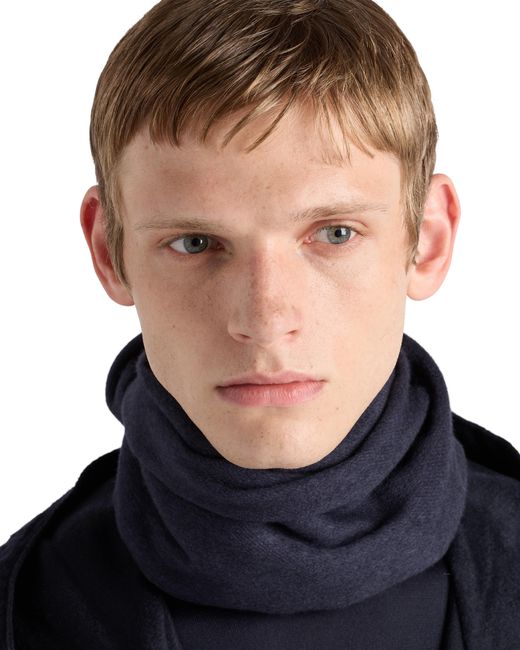 Prada Blue Silk And Cashmere Scarf for men