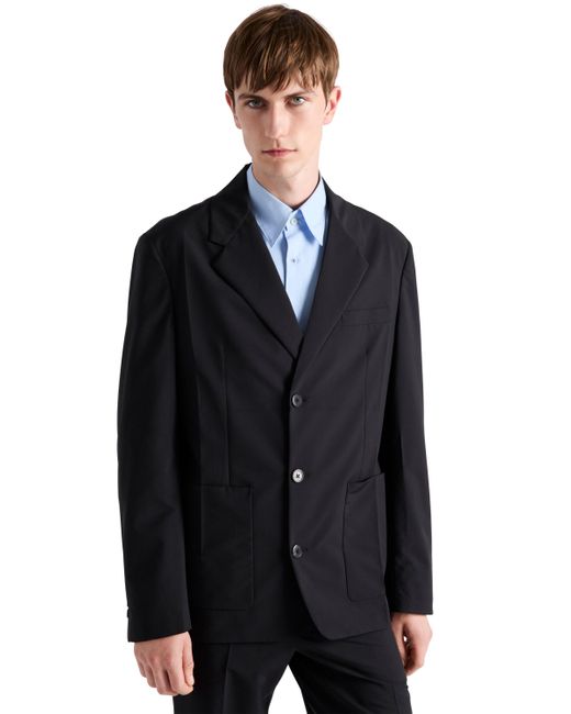 Chaqueta De Botonadura Simple En Mezcla De Lana Prada de hombre de color Black