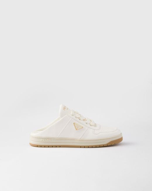 Prada White Nappa Leather Sneaker Mules