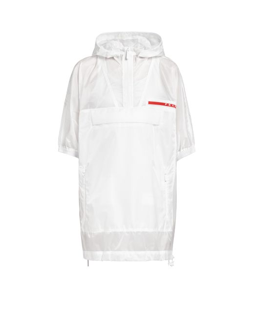 Prada White Ripstop Hooded Raincoat