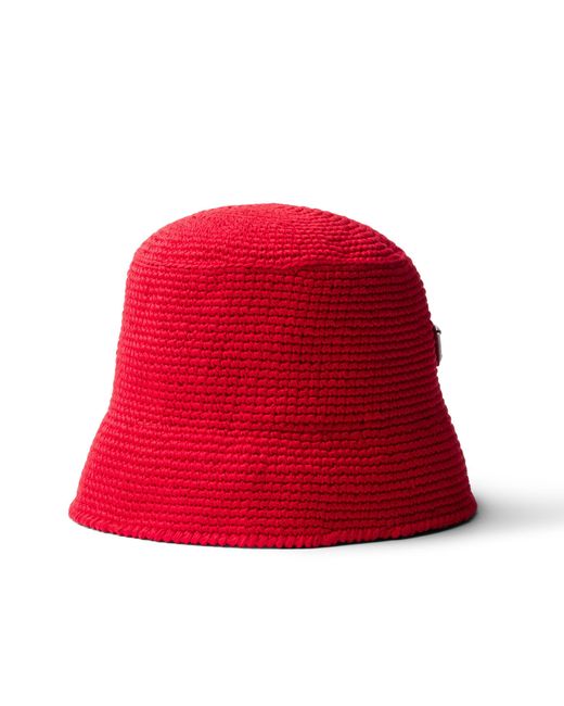 Prada Red Crochet Bucket Hat for men