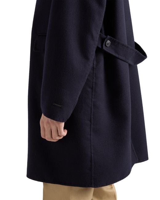 Prada Blue Single-Breasted Wool And Silk Coat for men