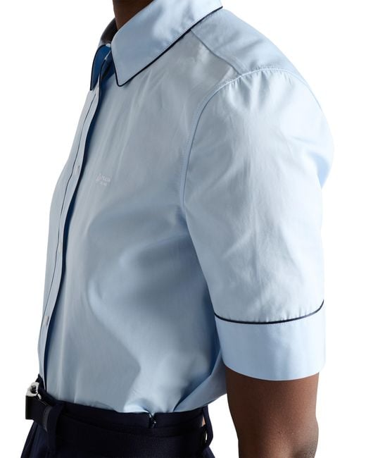 Prada Blue Short-Sleeved Poplin Shirt, Sky