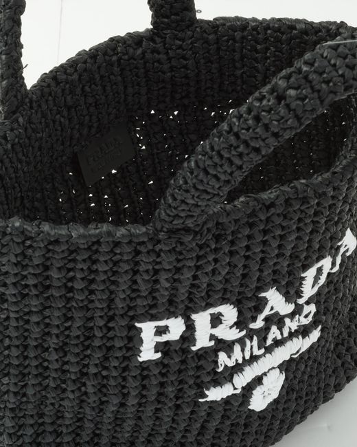 Prada Black Small Crochet Tote Bag