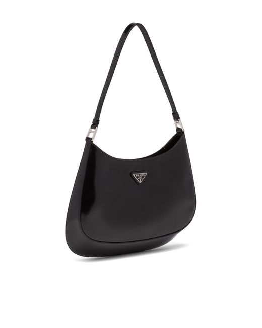 Prada Cleo Brushed Leather Shoulder Bag in Black - Lyst