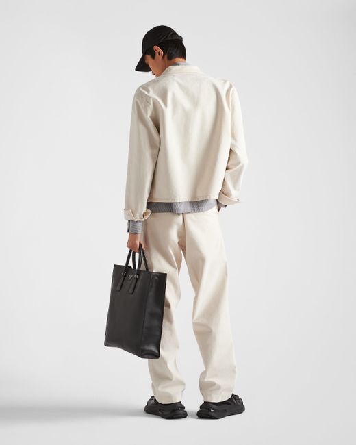 Prada White Velvet Denim Blouson Jacket for men