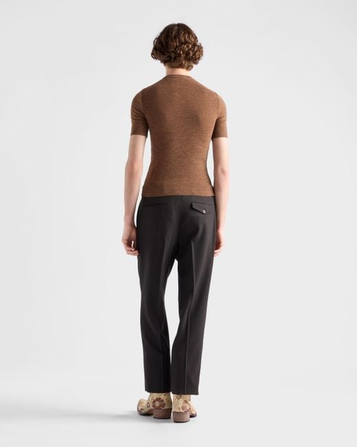 Pull À Col Rond En Laine Avec Clous Prada pour homme en coloris Brown