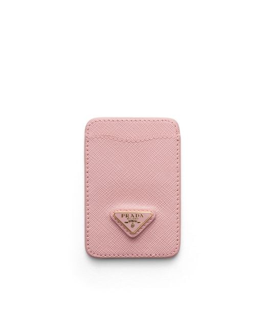 Prada Pink Saffiano Leather Card Holder