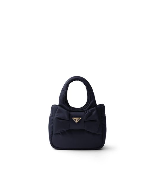 Prada Blue Mini Padded Re-Nylon Bag With Bow