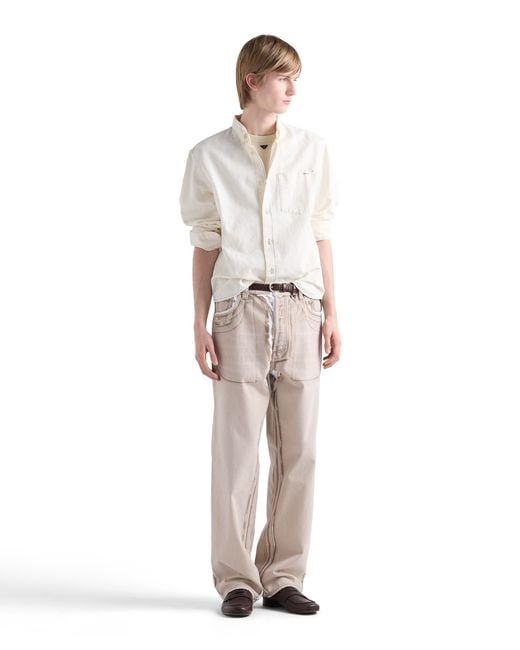 Prada White Chambray Shirt, Ecru for men