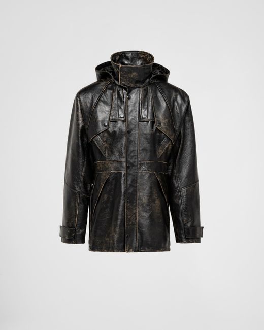 Prada Black Leather Caban Jacket for men
