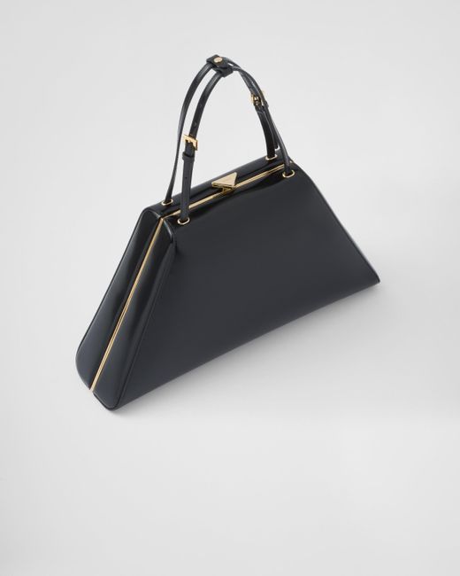 Prada Black Medium Brushed Leather Handbag