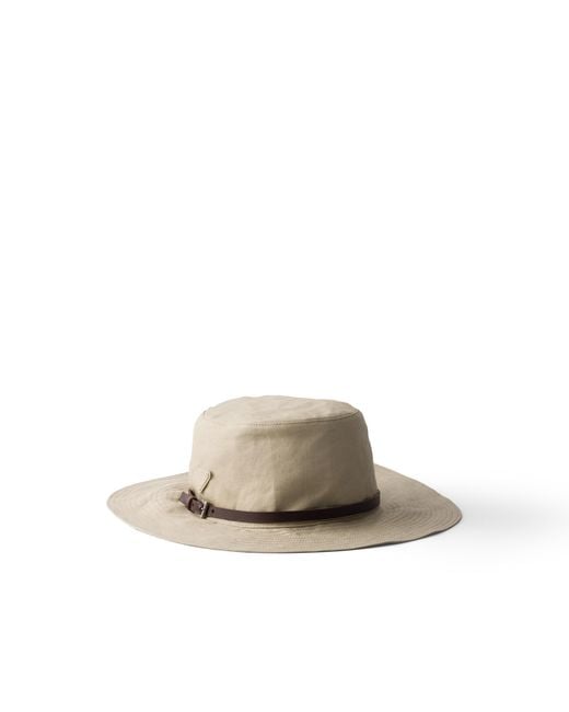 Prada Multicolor Wide-Brimmed Linen Hat for men