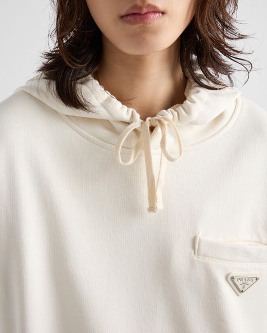 Prada Natural Cotton Fleece Hoodie