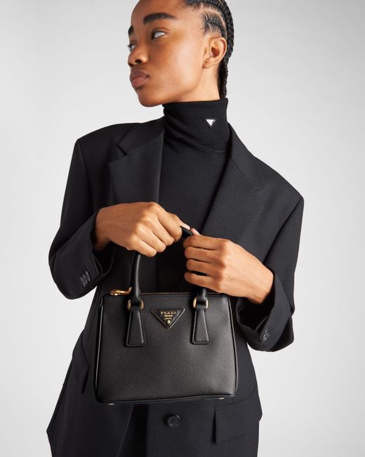 Prada Galleria Saffiano Leather Mini-bag in Black | Lyst