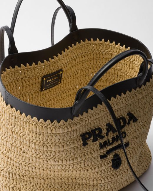 Prada Metallic Medium Crochet And Leather Tote Bag