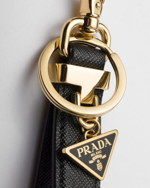 Prada White Saffiano Leather Key Ring