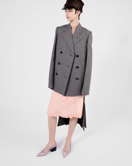 Prada Black Deconstructed Prince Of Wales Checked Mouliné Wool Midi-Skirt