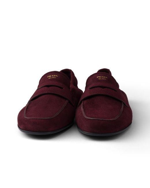 Prada Brown Shuffle Antiqued Suede Loafers
