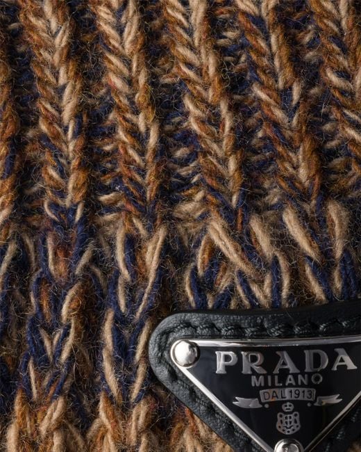 Prada Brown Wool And Cashmere Gloves, /Rust for men