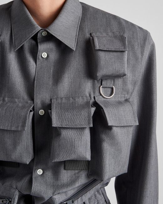 Prada Gray Single-breasted Mohair Wool Jacket for men