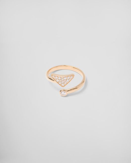 Prada White Eternal Contrarié-Ring Aus Gelbgold Mit Diamanten