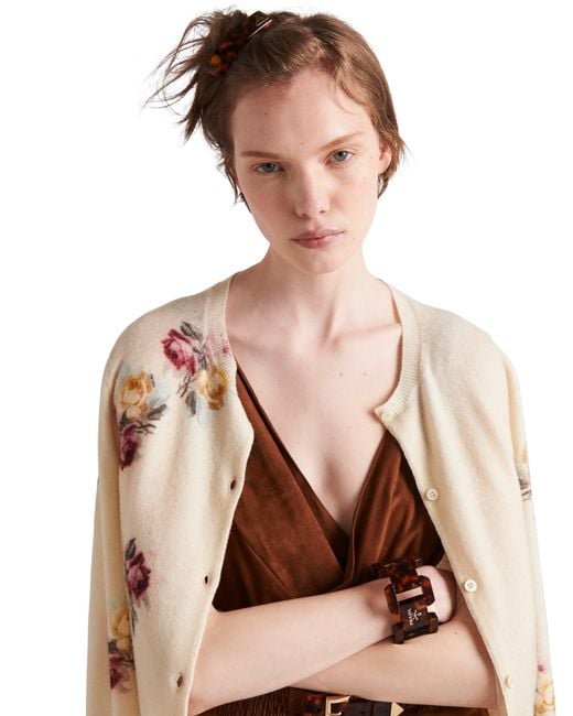 Fermaglio Per Capelli Con Logo Triangolo, Donna di Prada in White
