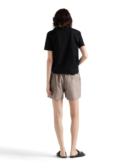 Prada Black Logo Plaque Short Sleeved T-Shirt