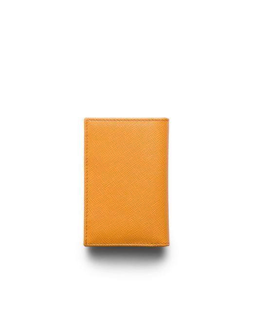 Prada Orange Saffiano Leather Card Holder for men