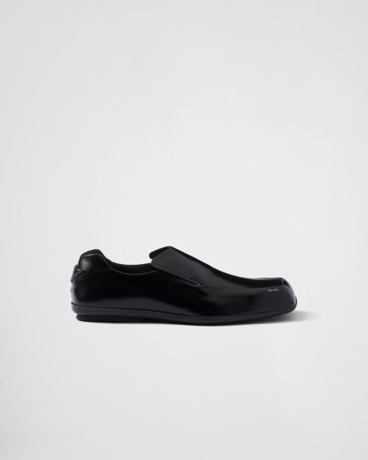 Prada Black Razor Brushed Leather Loafers for men