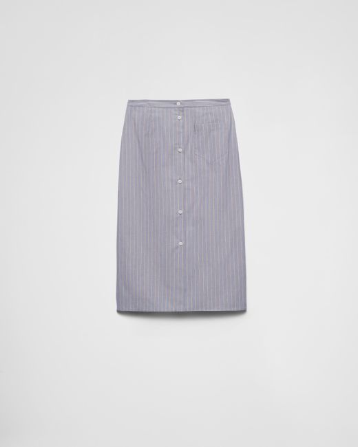 Prada Gray Striped Poplin Skirt