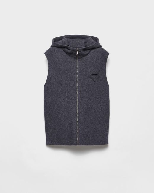 Gilet En Laine Et Cachemire Avec Fermeture À Glissière Prada pour homme en coloris Blue