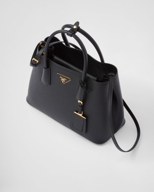 Prada Black Small Saffiano Leather Double Bag