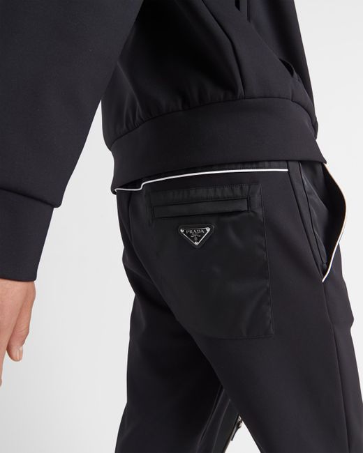 Pantaloni In Felpa Con Dettagli In Re-nylon di Prada in Black da Uomo
