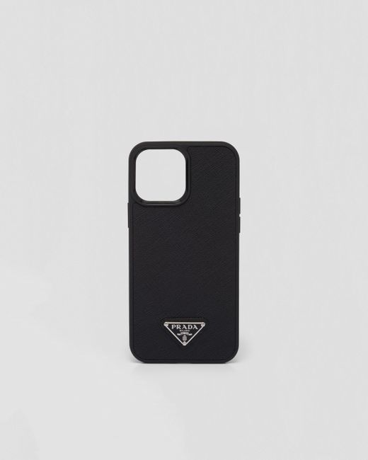 Prada Black Saffiano Leather Iphone 13 Pro Max Cover for men